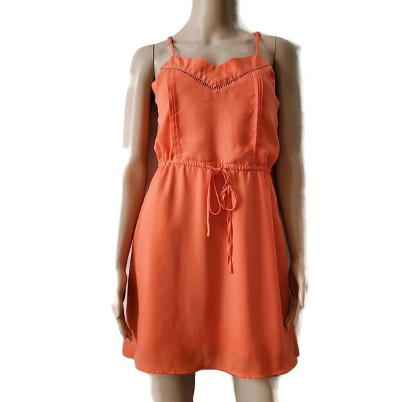 Paper Crane By Anthropologie Women's V-Neck Sleeveless Short Dress Orange Small - Picture 2 of 15